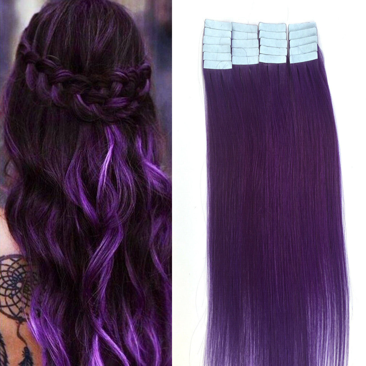 Remy Hair Tape-In Extensions Full Head 40pc Natural Straight Human Hair