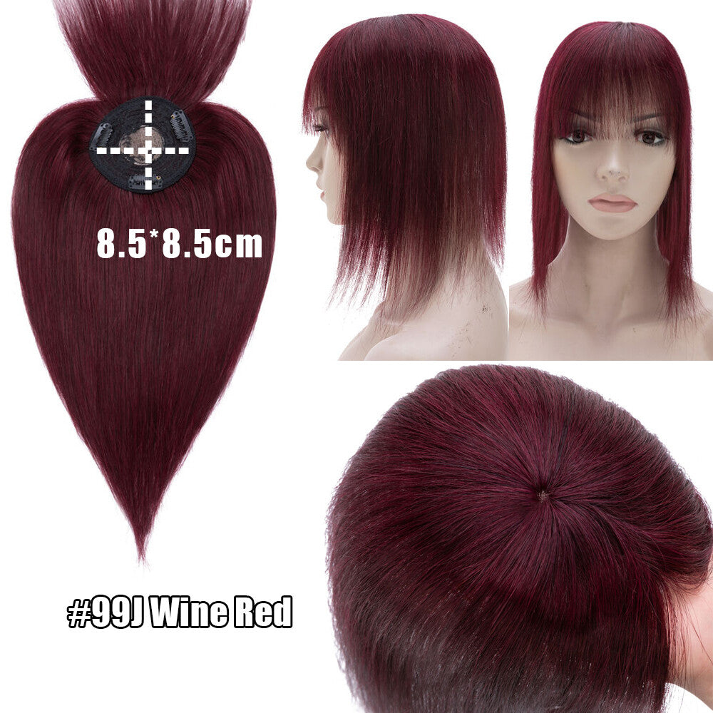 Remy Human Hair Topper with Bangs - Clip-In Hairpiece for Thinning Hair