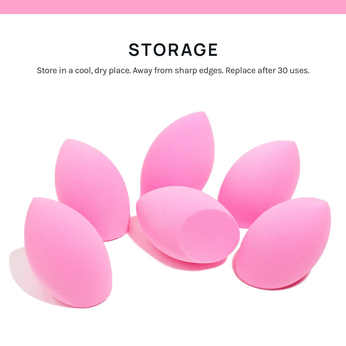 Makeup Sponge Set - 6 Pink Blender Sponges for Foundation & Concealer