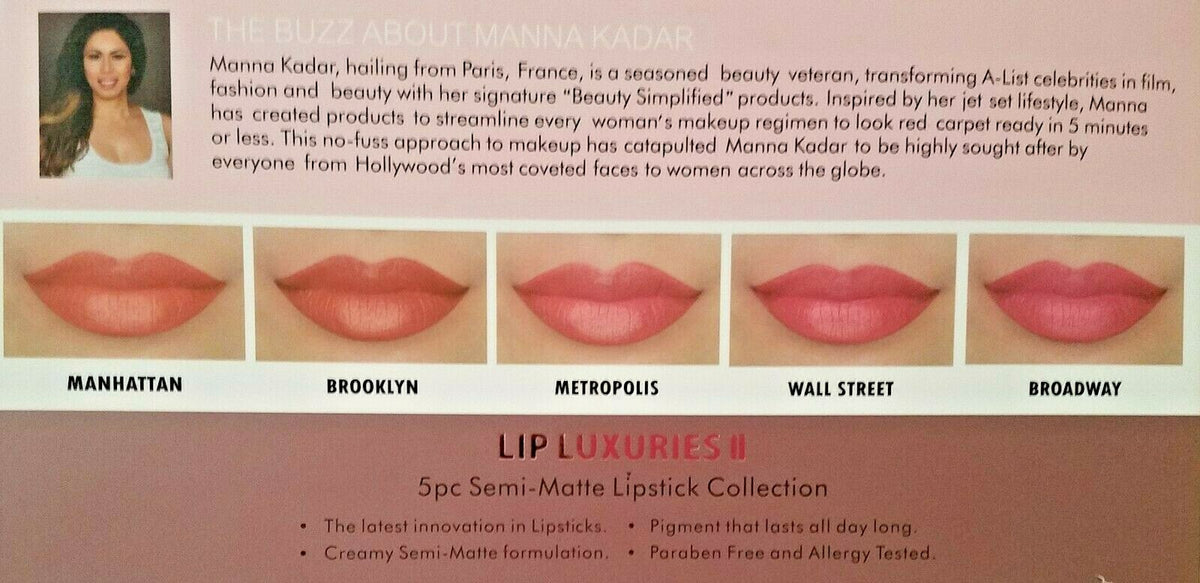 Lip Luxuries II Semi-Matte Lipstick Set - Nudes with Vitamins A & E, 5 Pack