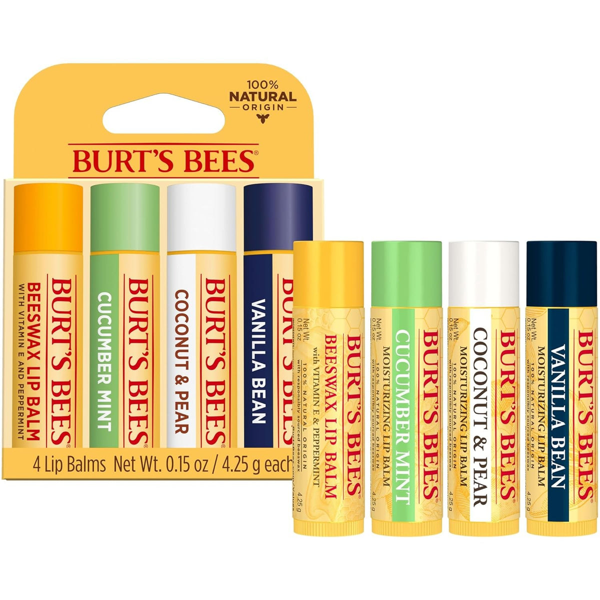 Natural Lip Balm Pack - Beeswax Cucumber Coconut Vanilla Bean Set