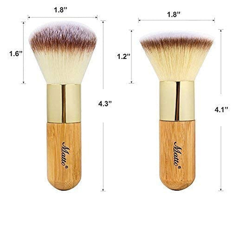 2-Piece Makeup Brush Set for Face Foundation & Blush - Kabuki & Flat Top