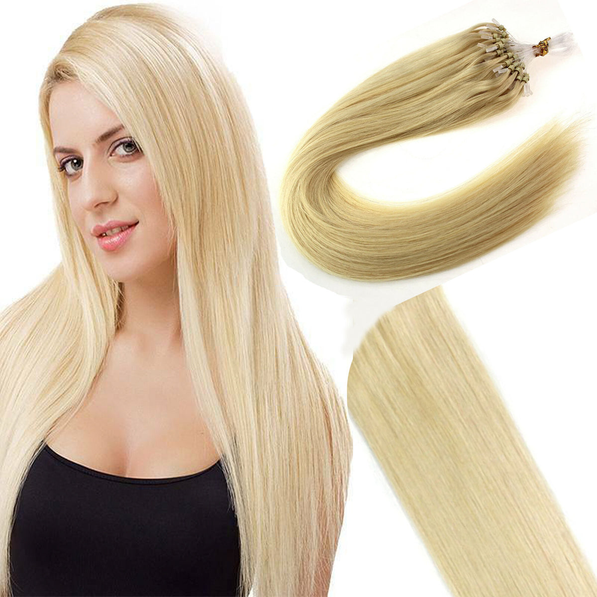Micro Loop Hair Extensions - Real Human Hair Beads & Link Remy Russian Hair