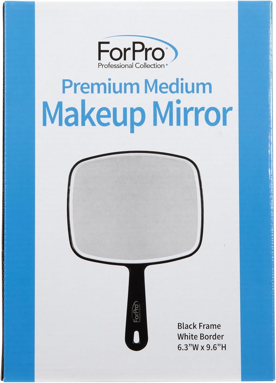 Premium Hand Mirror with Handle - 6.3 x 9.6 Inch Black Frame, Travel-Ready