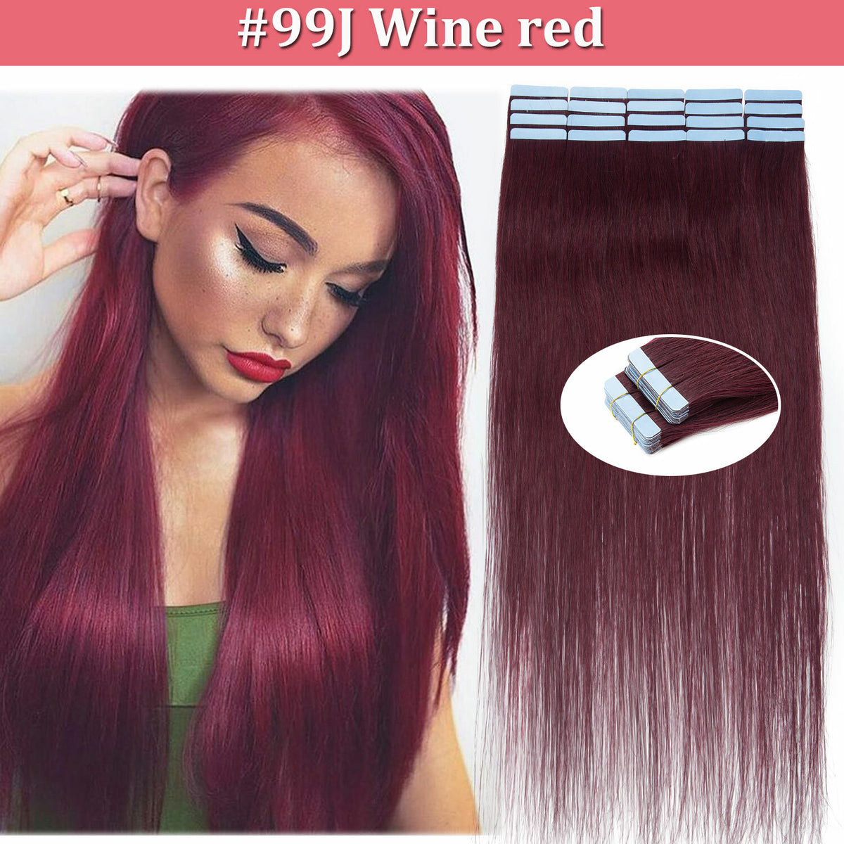 Remy Human Hair Tape Extensions - Natural, Tangle-Free, Reusable