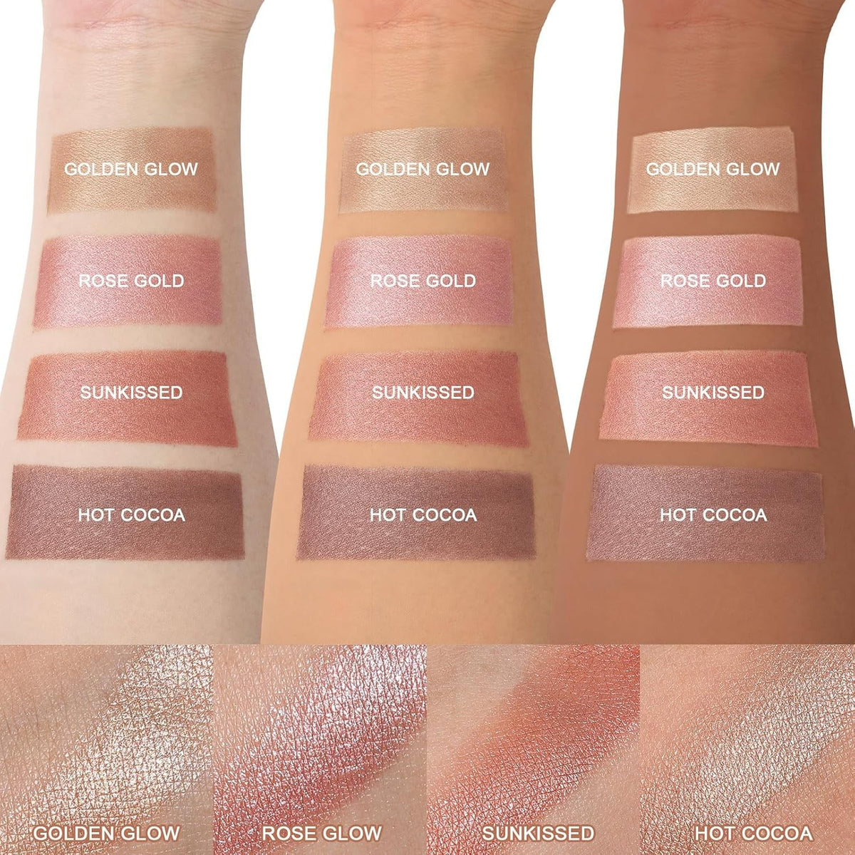 Cream Bronzer Palette for Face & Body - Natural Sun-Kissed Glow, 4 Shades