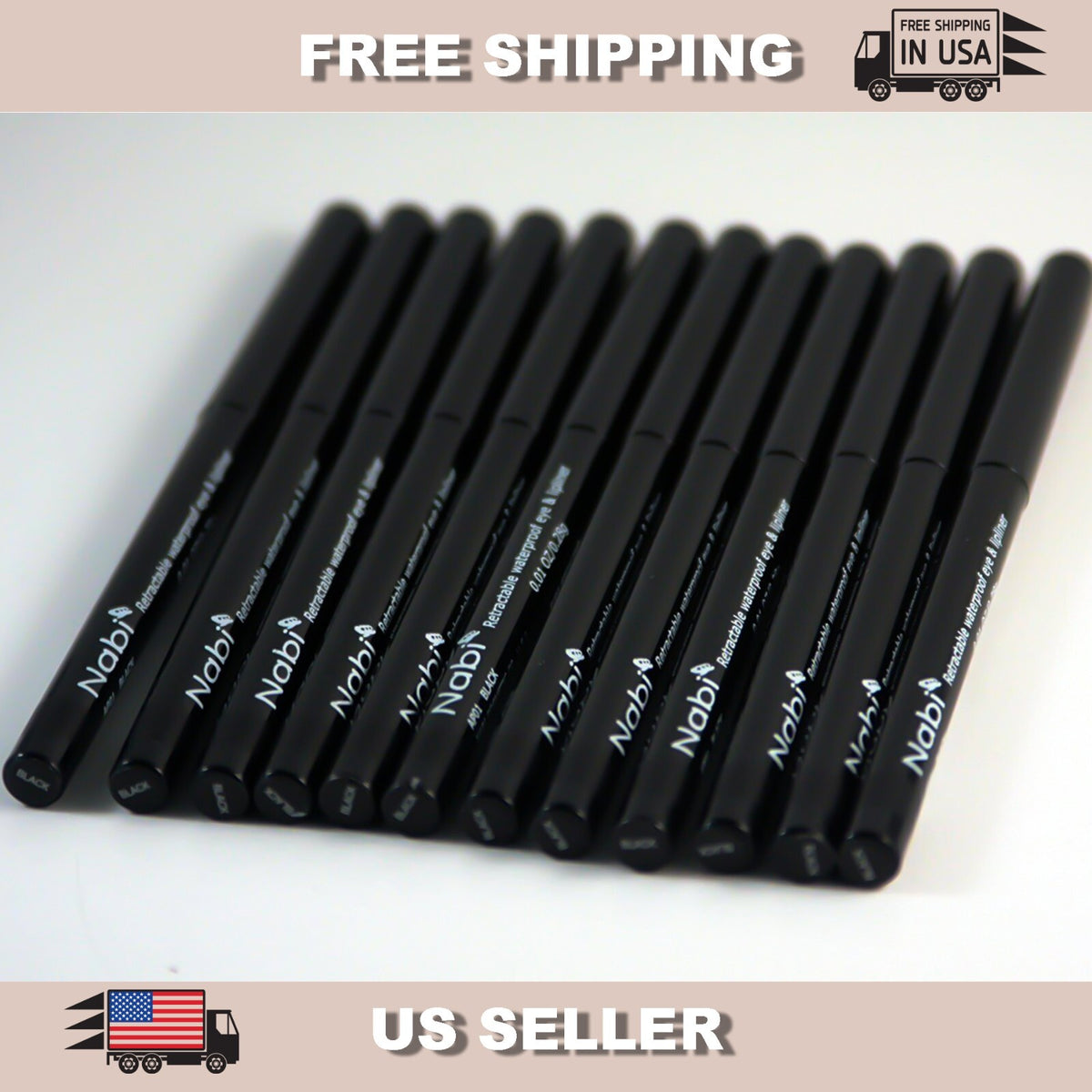 12 Pcs Waterproof Retractable Black Eyeliner Makeup Set - Long Lasting & Easy to Apply