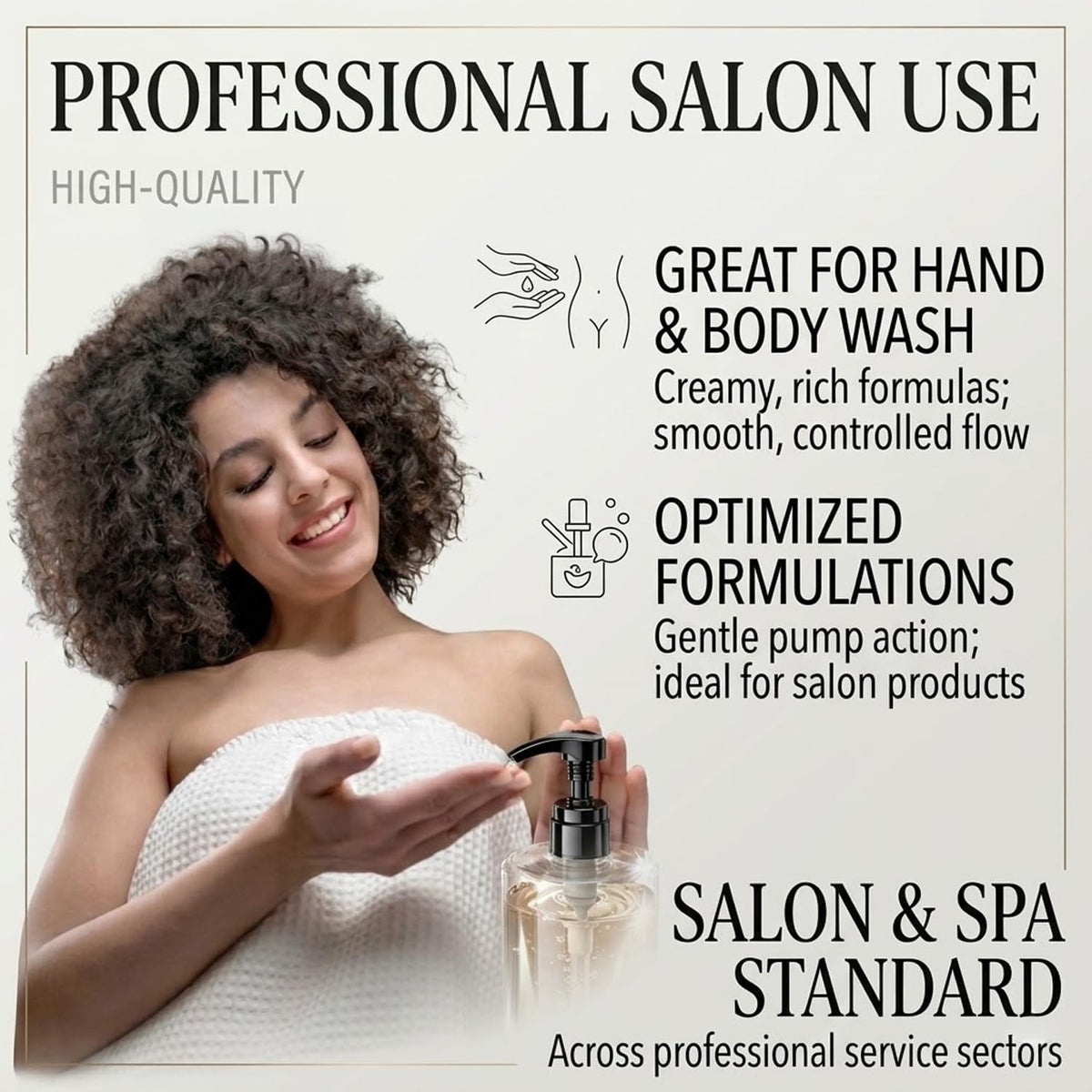 Salon-Quality Pump Dispensers for Shampoo & Conditioner - Black, 2 Pack