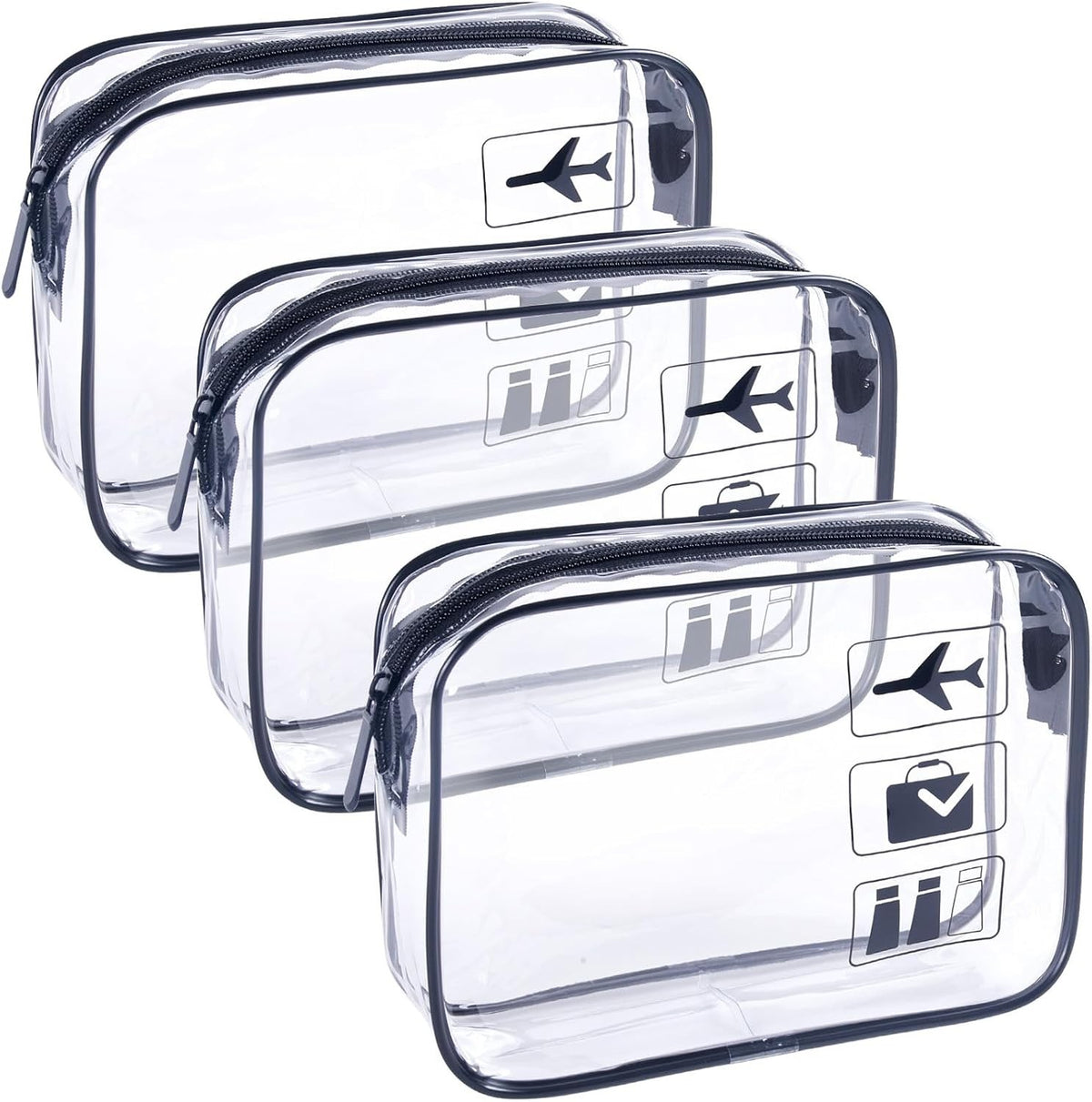 TSA Compliant Clear Travel Bags 3-Pack for Makeup & Toiletries