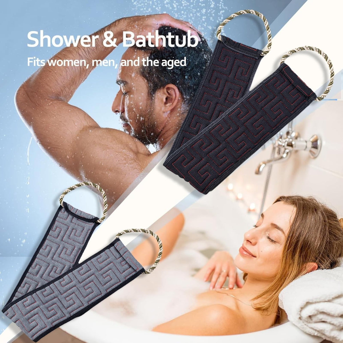 2Pcs Exfoliating Back Scrubber for Shower, 32 1 Count (Pack of 2),
