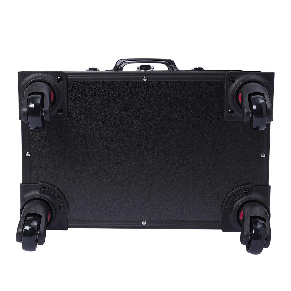 Rolling Makeup Train Case with 3 Layers and Locking Wheels - Professional Cosmetic Trolley Organizer