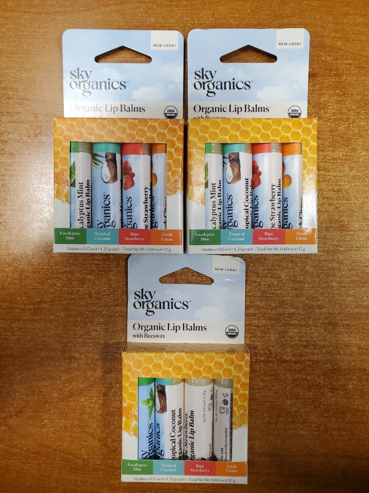 Organic Lip Balm Set with Mint, Coconut, Strawberry & Citrus Flavors – Pack of 12 Tubes