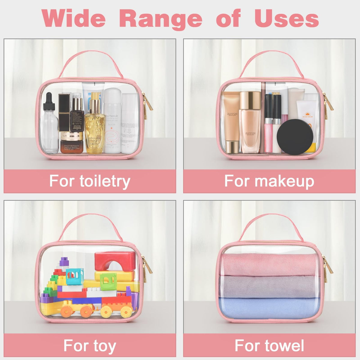 TSA Approved Clear Toiletry Bag 2 Pack Travel Organizer with Handles