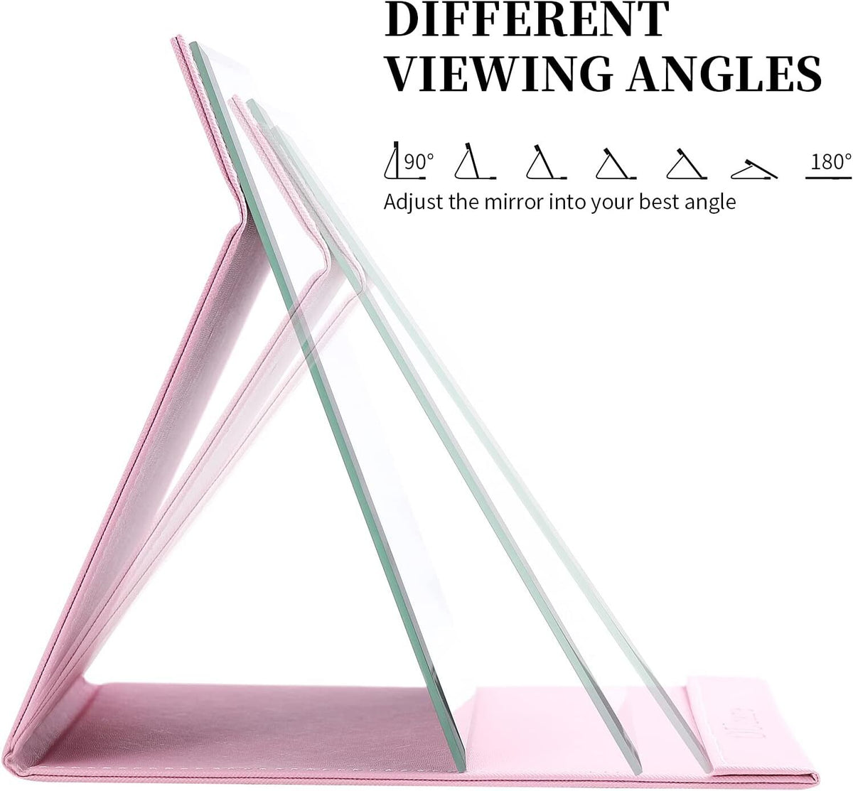 Portable Folding Vanity Mirror with Stand - Pink, Unbreakable, Travel-Ready