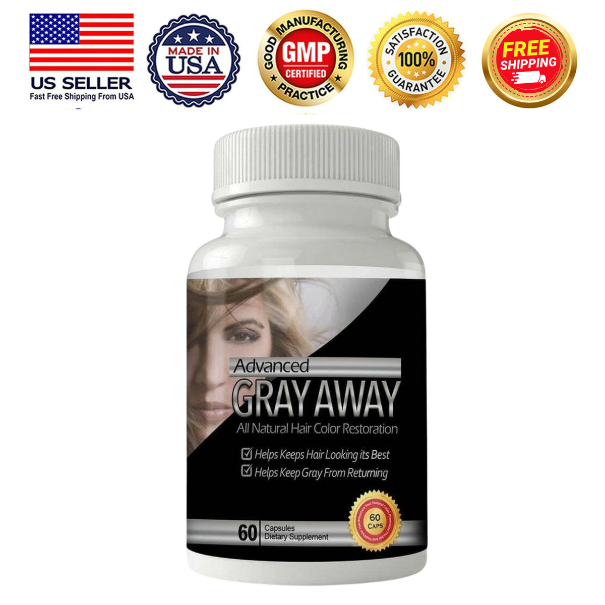 Folic Acid Hair Color Restoration Supplement - 60 Capsules