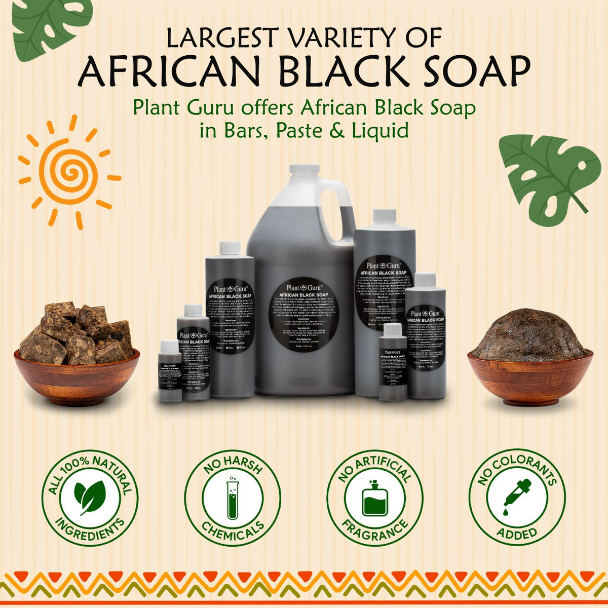 African Black Soap Bar 1 lb. Pure Natural Organic Ghana Skin & Hair Care