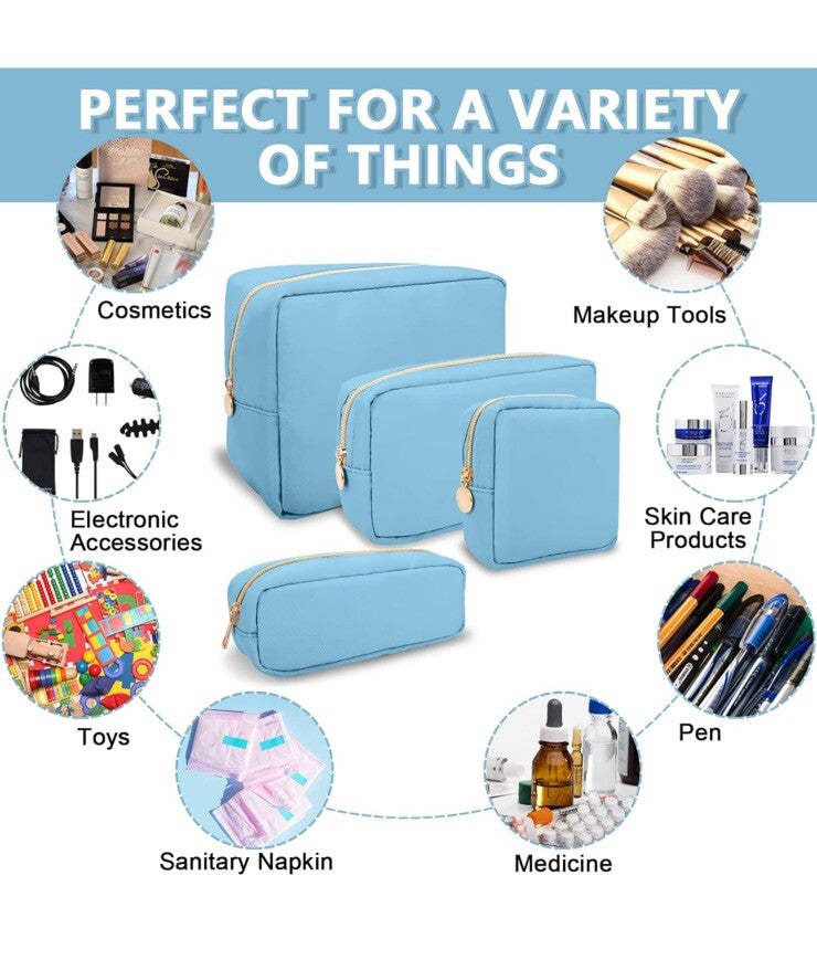 Waterproof Nylon Cosmetic Bag Makeup Pouch Toiletry Organizer - Blue