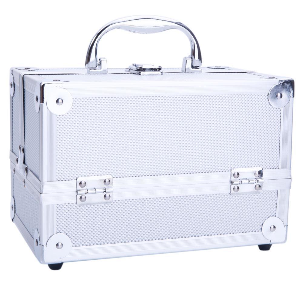 Portable Aluminum Makeup Train Case with Mirror & Compartments