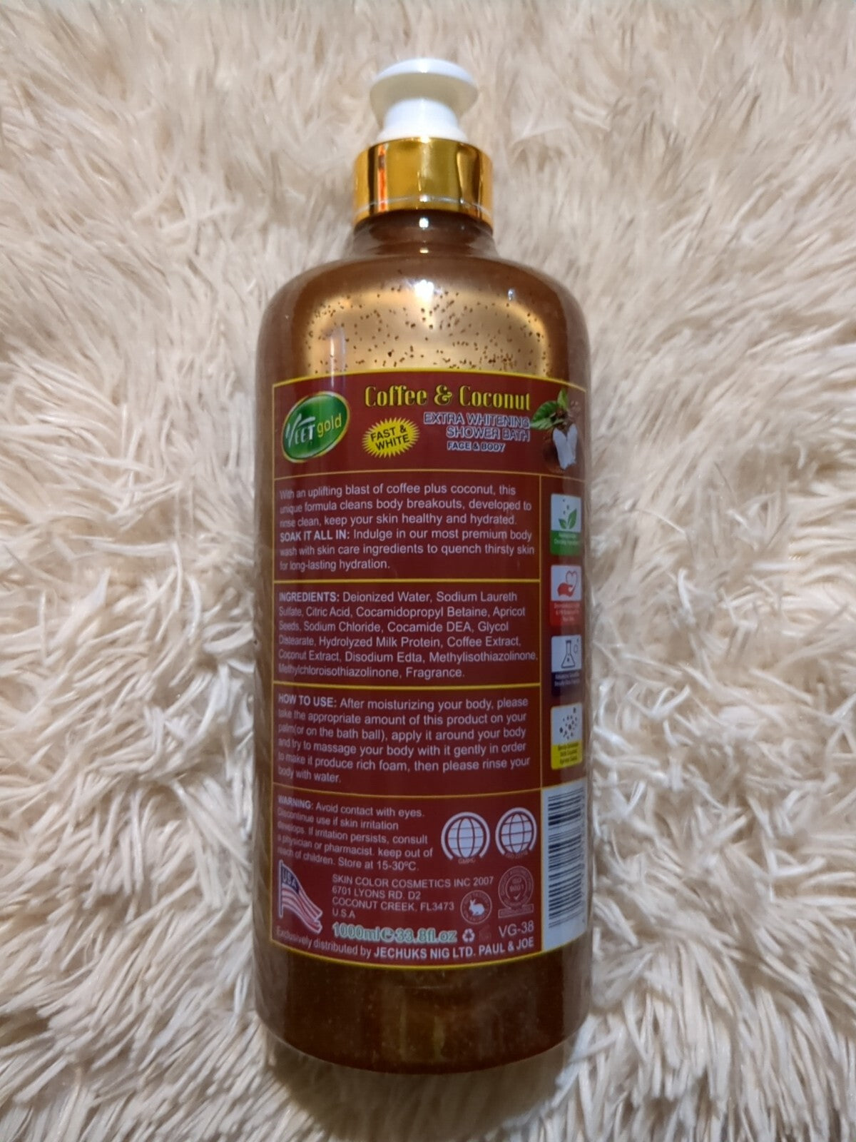 Veet Gold Coffee Coconut Whitening Body & Face Shower Gel 1000ml