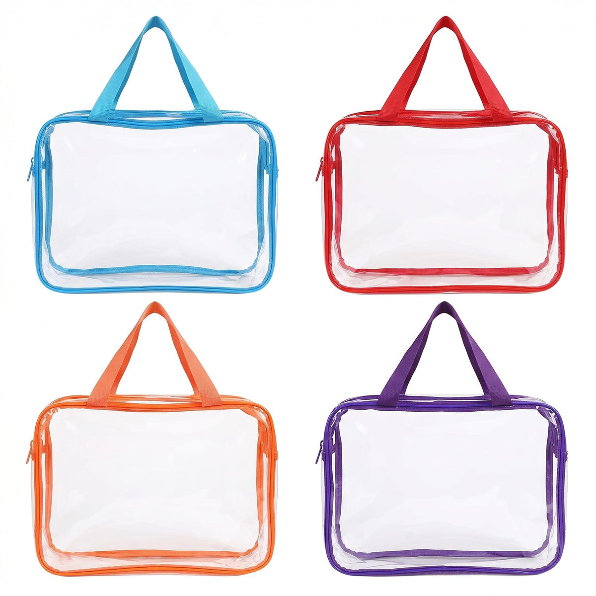 Multicolor Clear Makeup Bag Set - Waterproof PVC Travel Organizer, 4 Pack