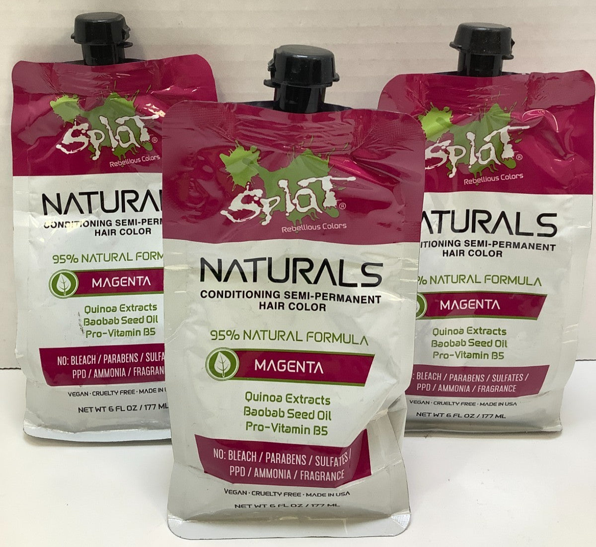 Splat Naturals Semi-Permanent Hair Color Magenta 6oz - Pack of 3