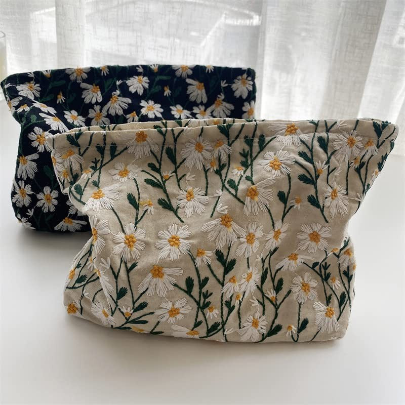Large Canvas Makeup Bag Organizer with Zipper – Travel Pouch for Purse Essentials