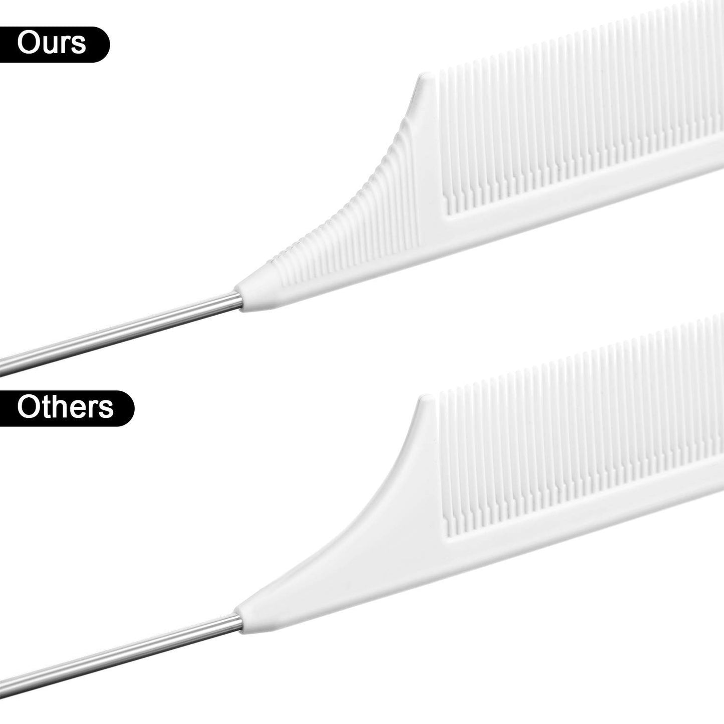 Lightweight 3-Pack Hair Combs with Stainless Steel Pintail for Styling