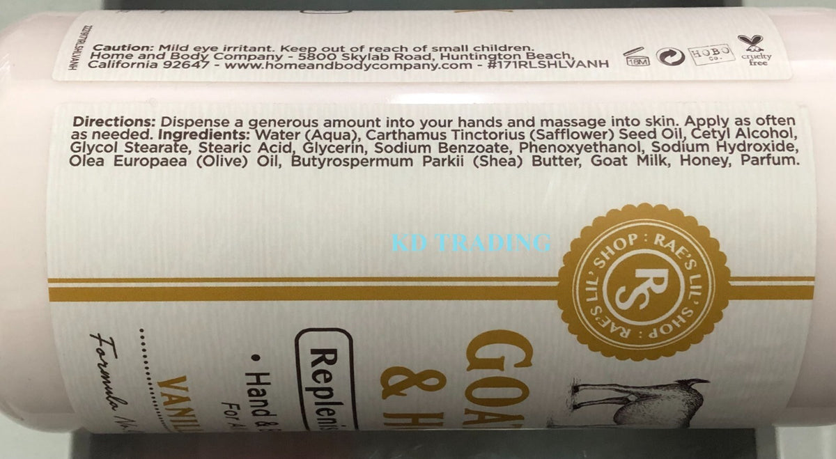 Goat Milk & Honey Hand & Body Lotion, Vanilla Scent (2-Pack)
