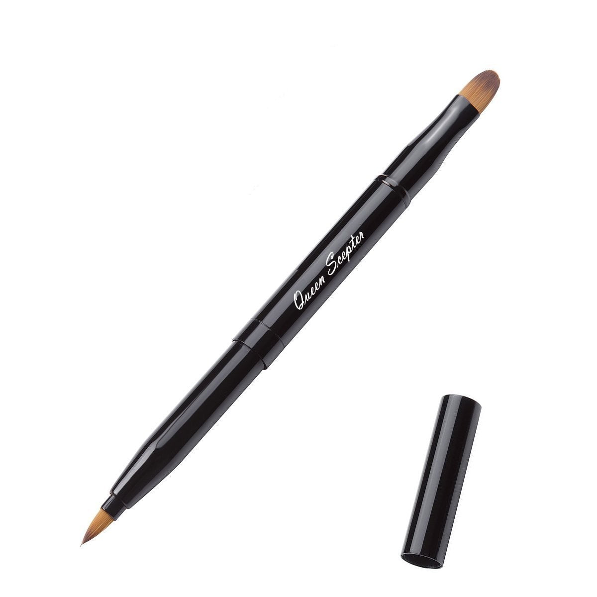 Retractable Lip Brush Dual End Makeup Tool - Portable Black Cosmetic Brush