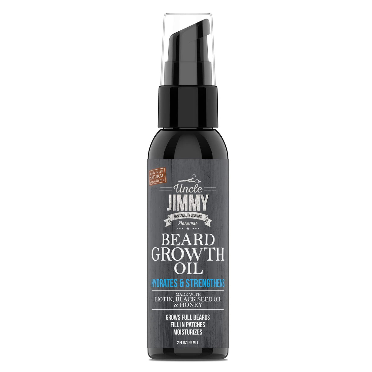 Beard Growth Oil with Biotin – Hydrates & Strengthens Facial Hair, 2 Fl Oz