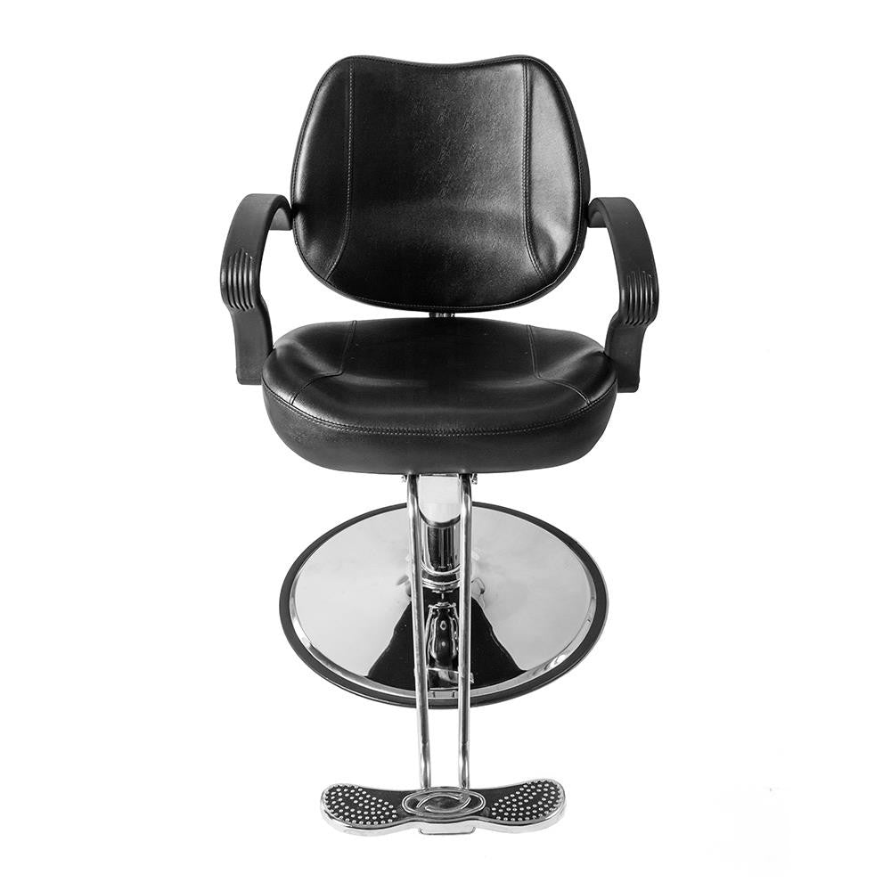 Black Barber Chair with Hydraulic Pump and Footrest - Salon & Hair Stylist Chair