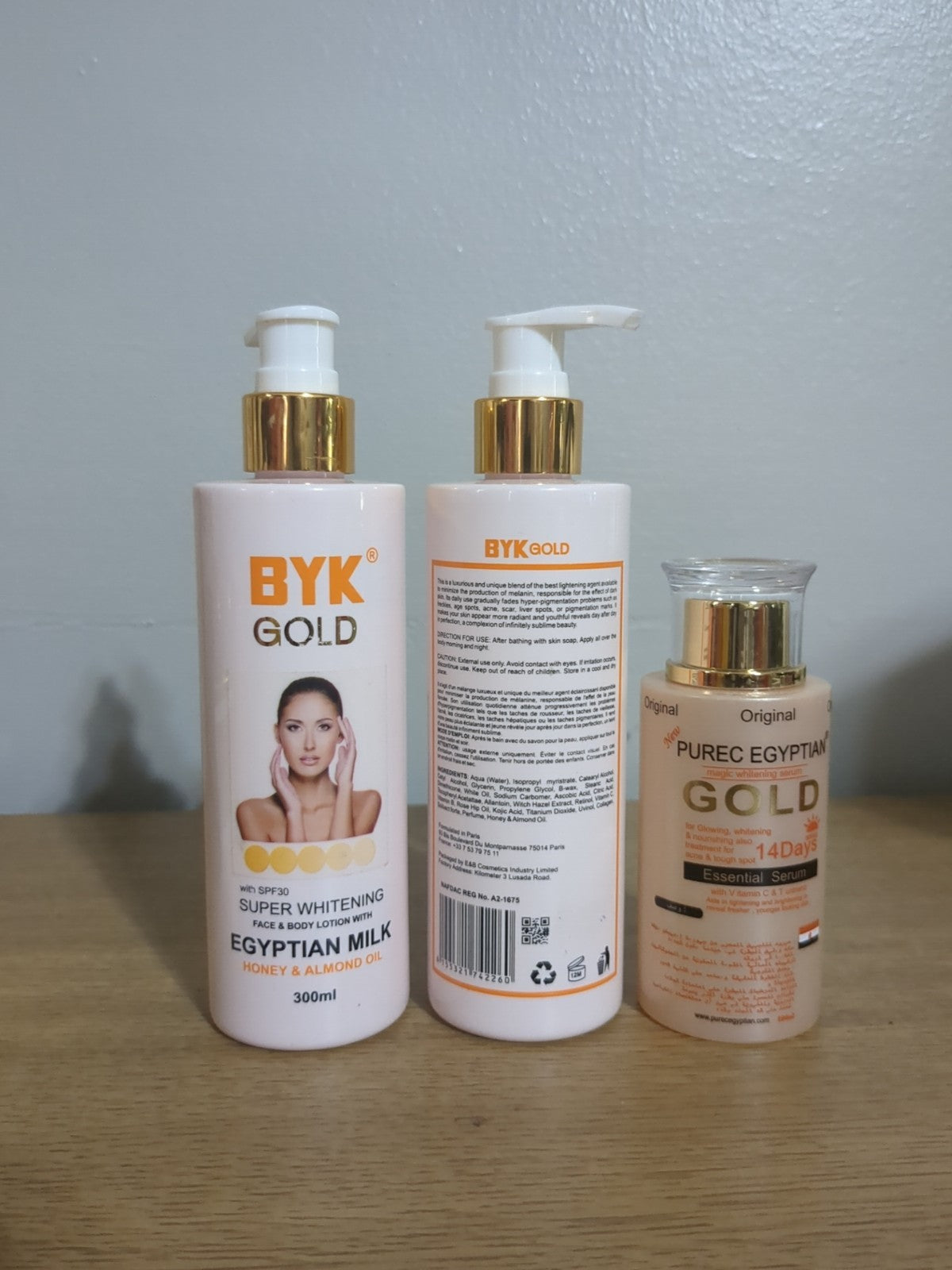 2-Piece Gold Egyptian Honey Almond Milk Face & Body Lotion with Vitamin C Serum