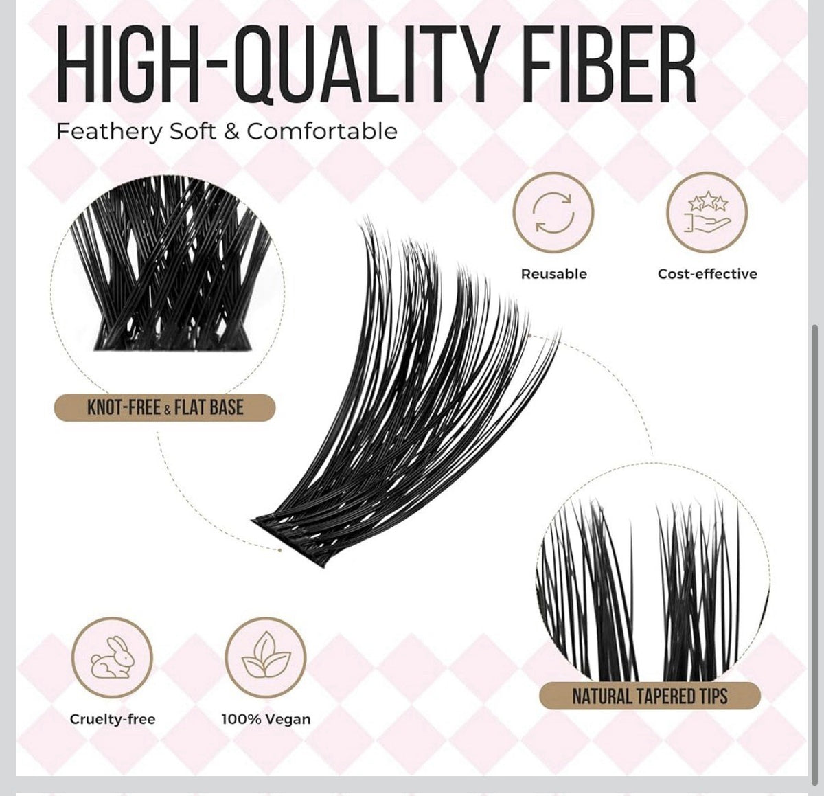 Cluster Eyelash Extensions Kit with Bond, Remover & Tweezers - 9-16mm 56D 168pcs