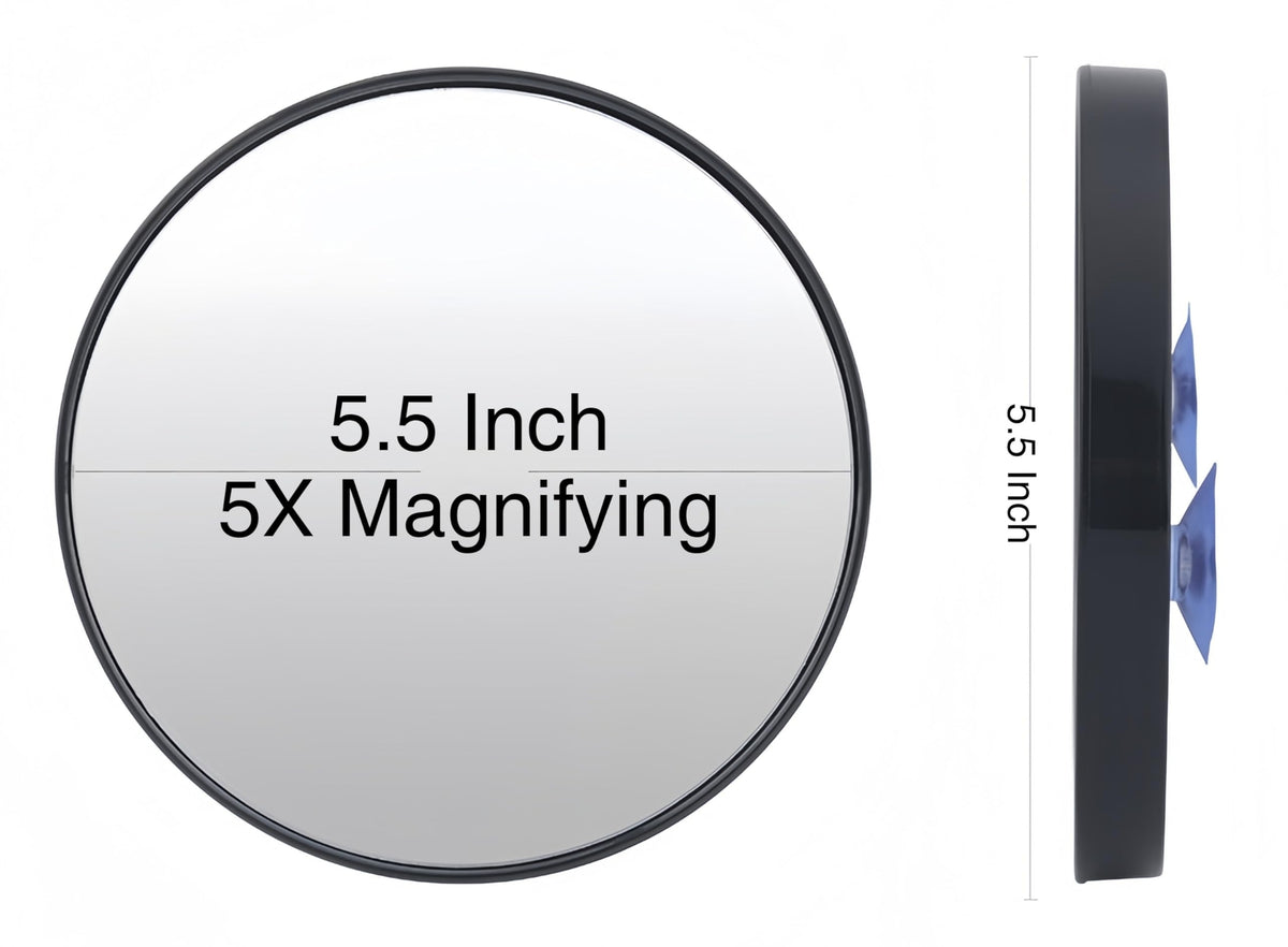 5X Magnifying Mirror with Suction Cup - 5.5 Inch Tabletop Makeup Mirror