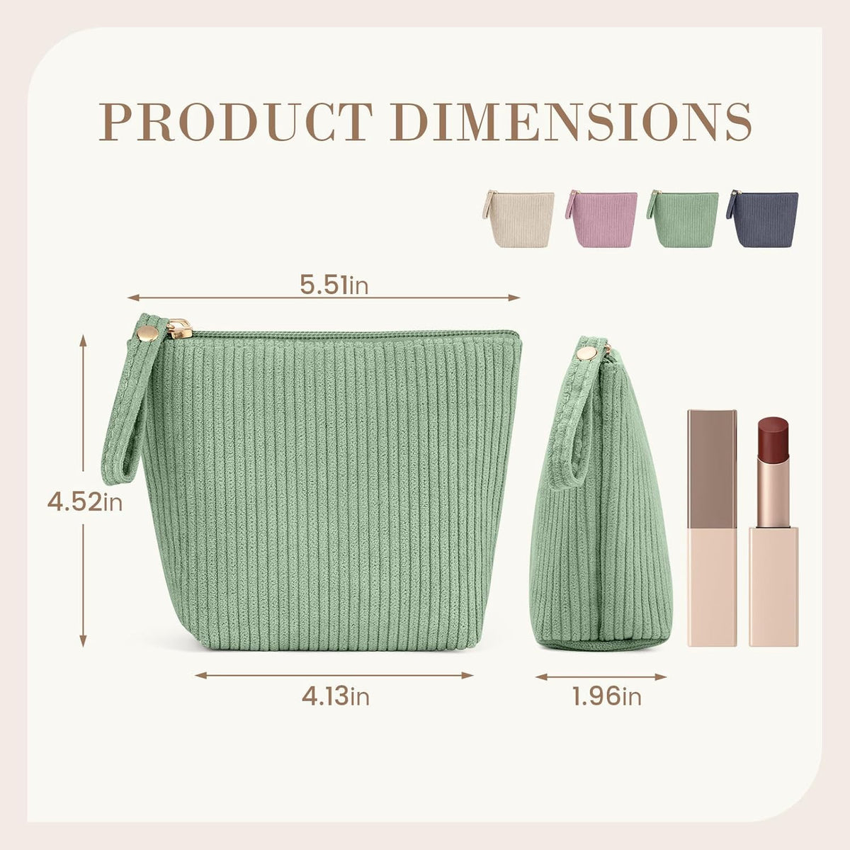 Mini Corduroy Makeup Bag for Women - Small Travel Cosmetic Pouch