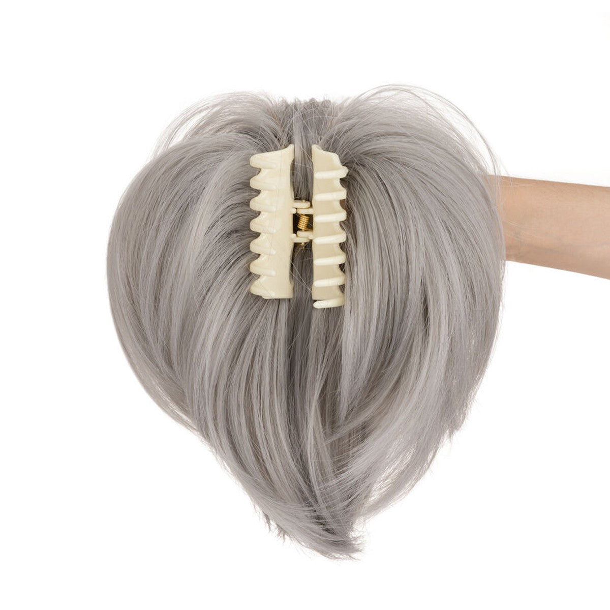 Short Claw Ponytail Extender with Bendable Updo Hair Piece and Claw Clip - Natural Look