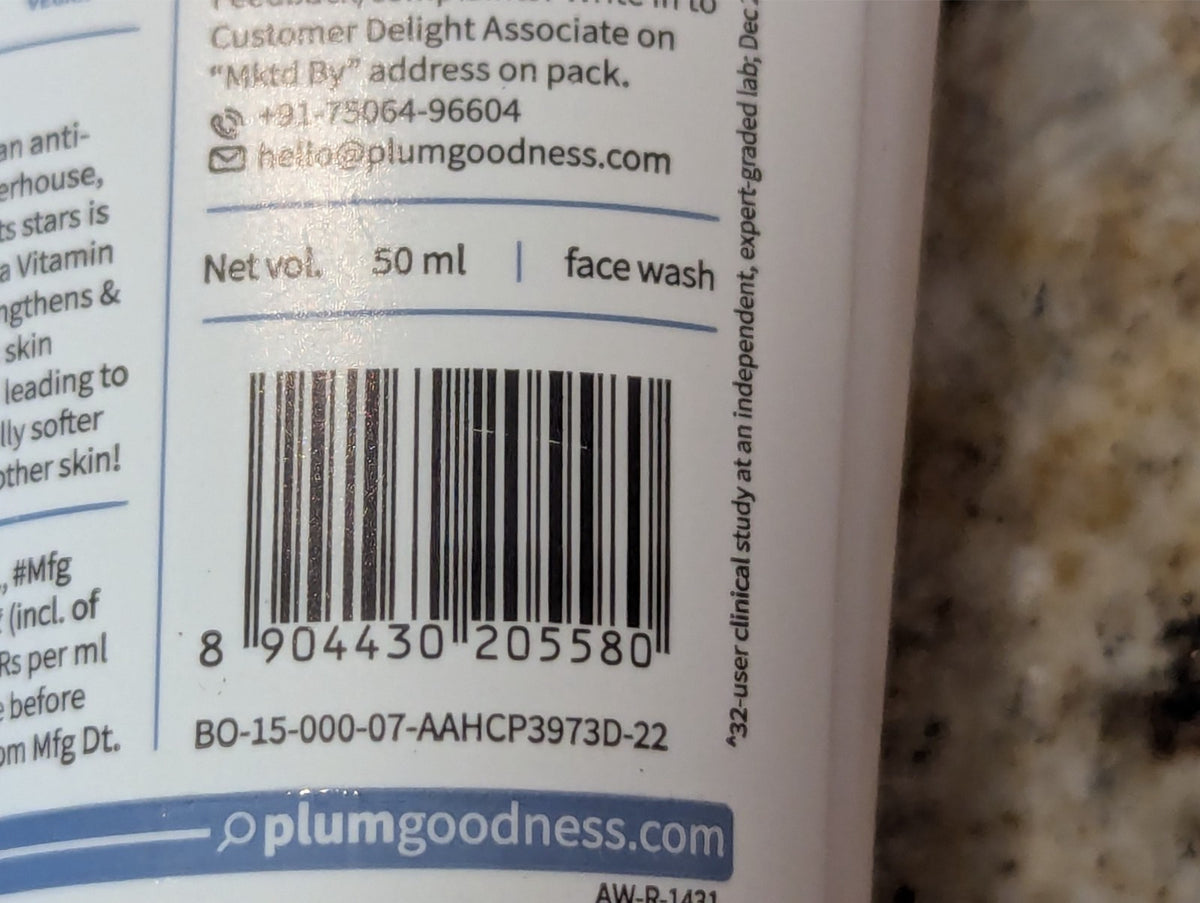 Plum Brightening Face Wash with Rice Water & Niacinamide - 1.69 oz