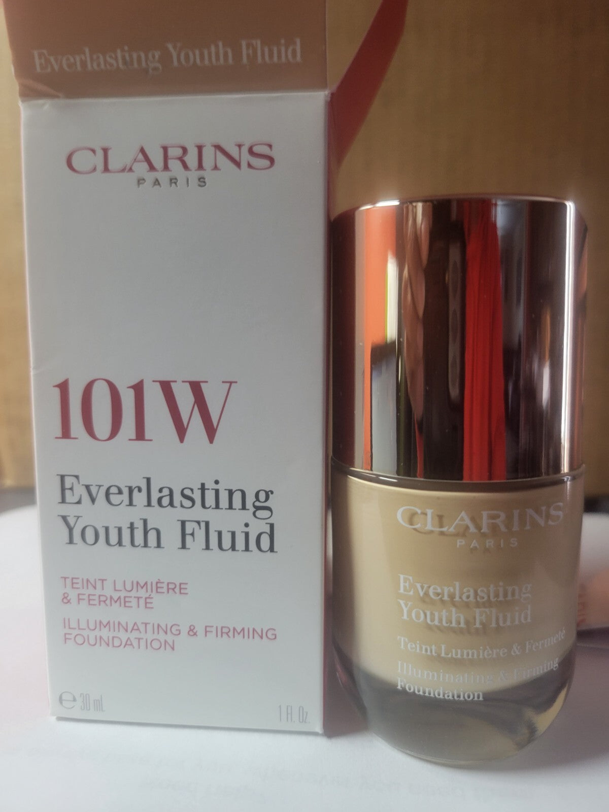 Clarins Everlasting Youth Fluid Foundation 101W 1oz/30ml New in Box