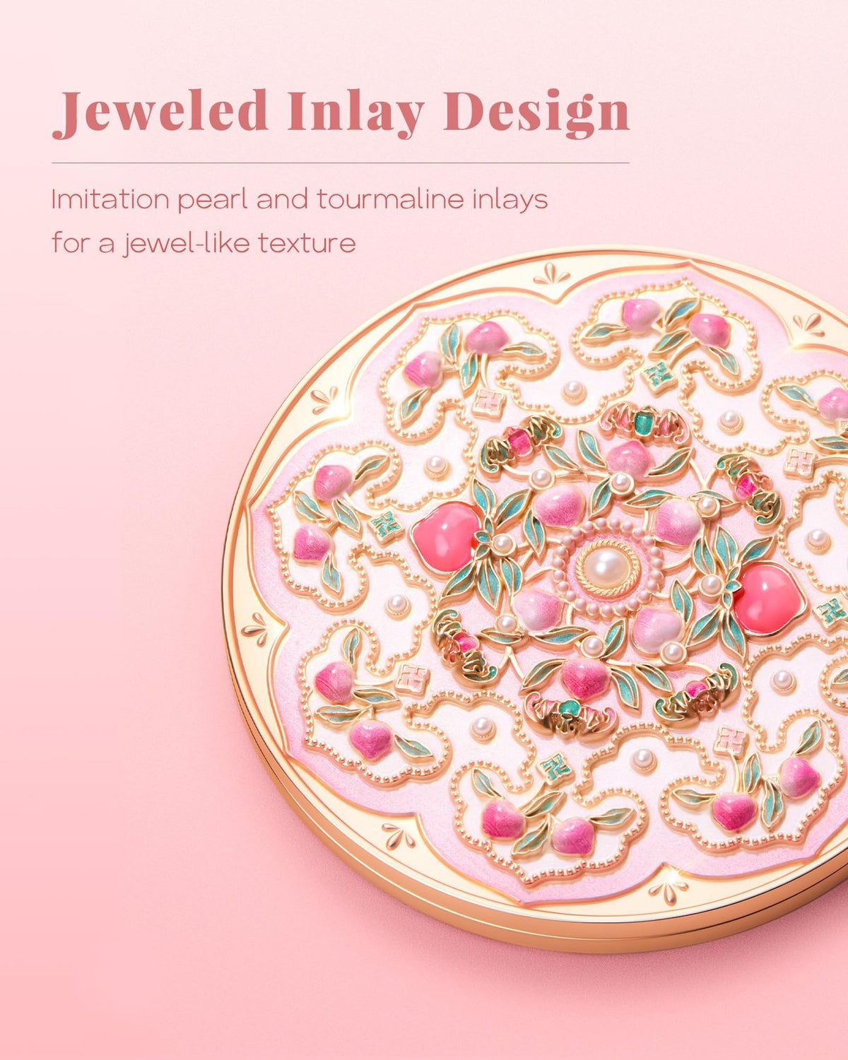 Pearl Bloom Compact Mirror with 2X Magnification - Pink Pocket Makeup Mirror