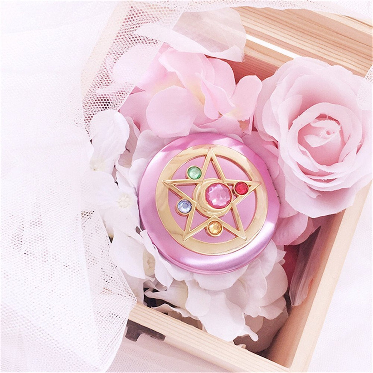 Wall-Mounted Star Mirror with Magnifier for Makeup - Crystal Star Design