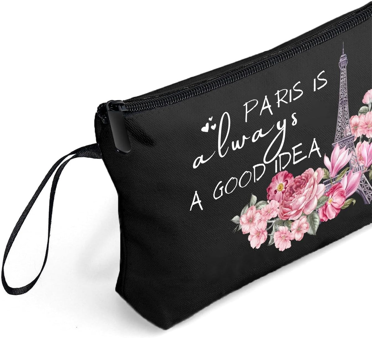 Travel Makeup Bag - Large Paris-Inspired Cosmetic Organizer for Women
