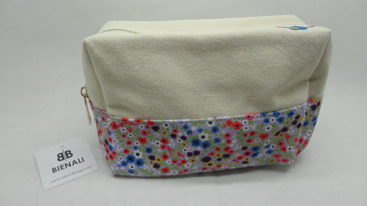 Small Canvas Makeup Pouch Daisy Floral Cosmetic Bag Travel Storage
