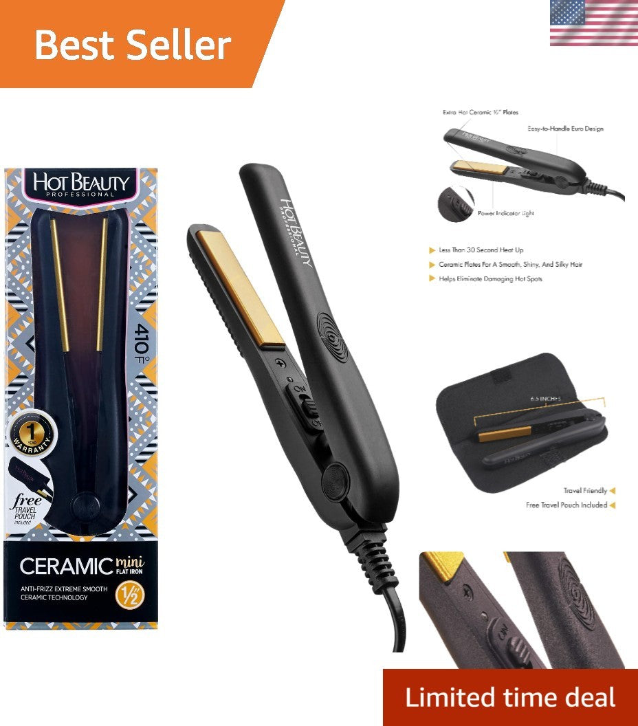 Travel-Friendly 1/2 Inch Ceramic Flat Iron for All Hair Types