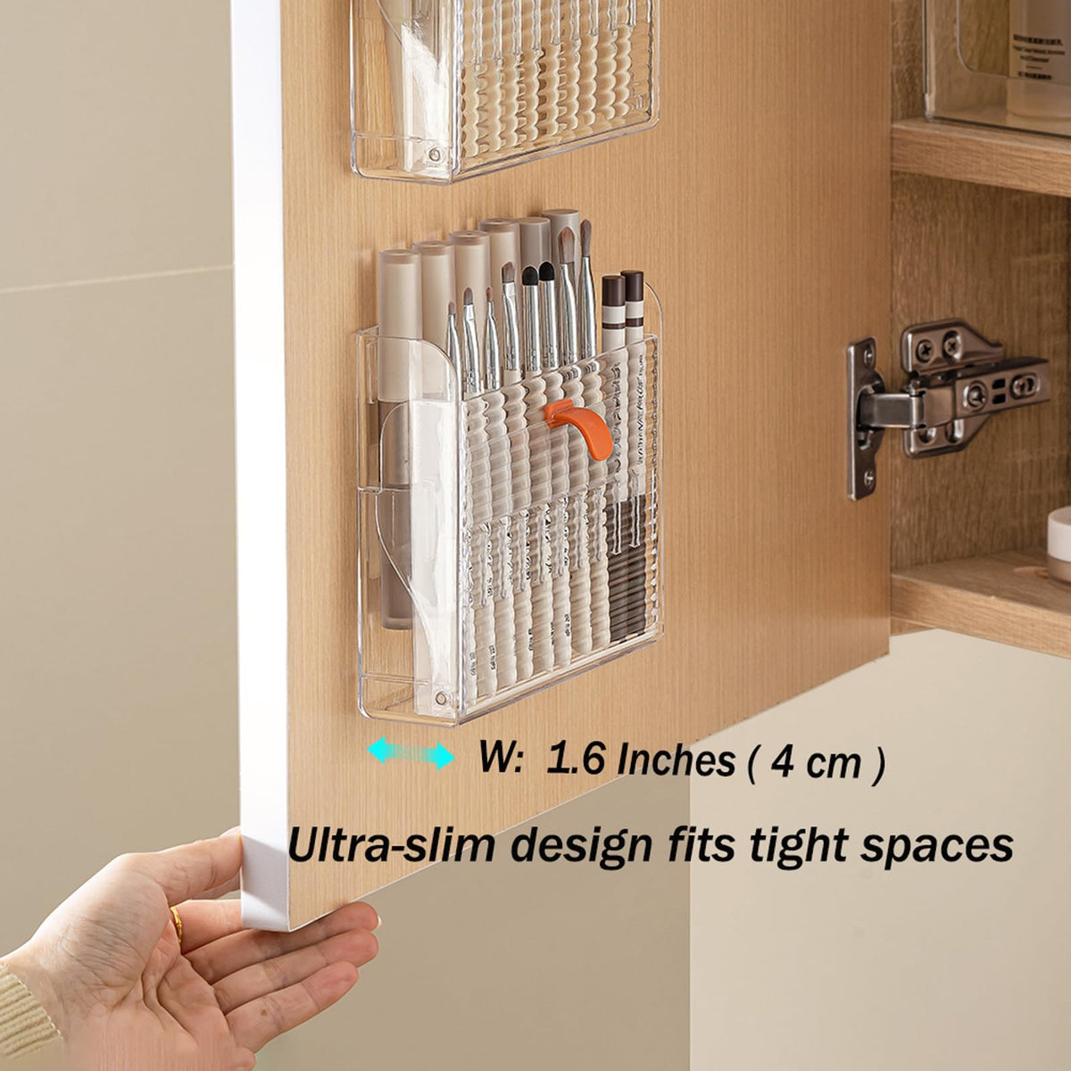 Wall-Mounted Makeup & Lip Liner Organizer Holder Clear 16 Slots