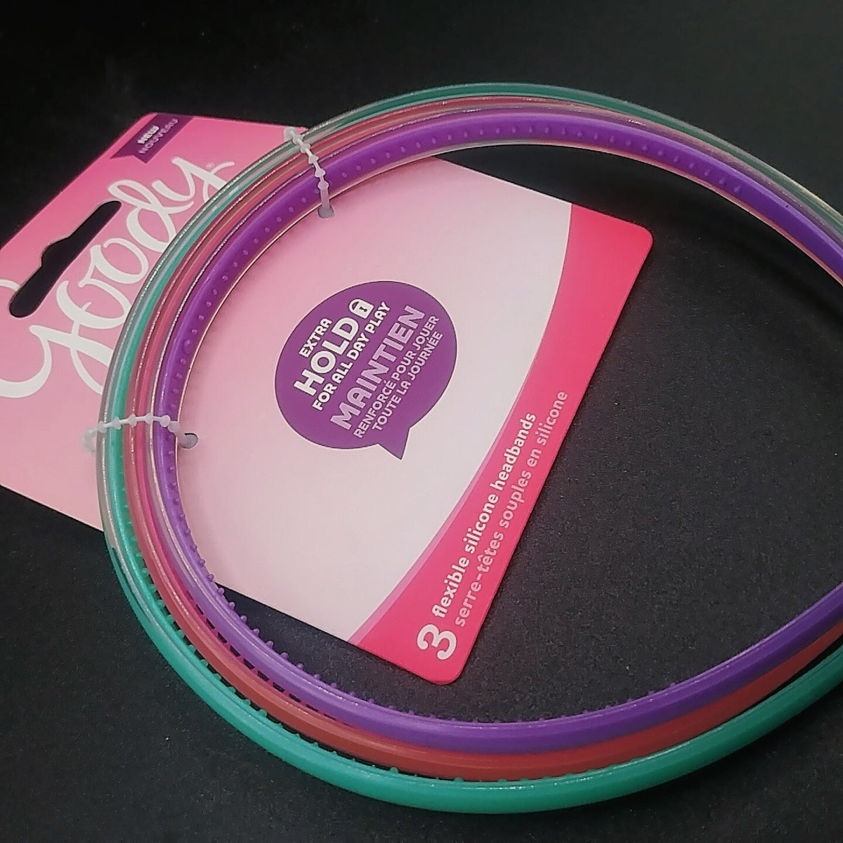 GOODY Brand GIRLS 3-Piece Silicone Headbands Secure All Day hold