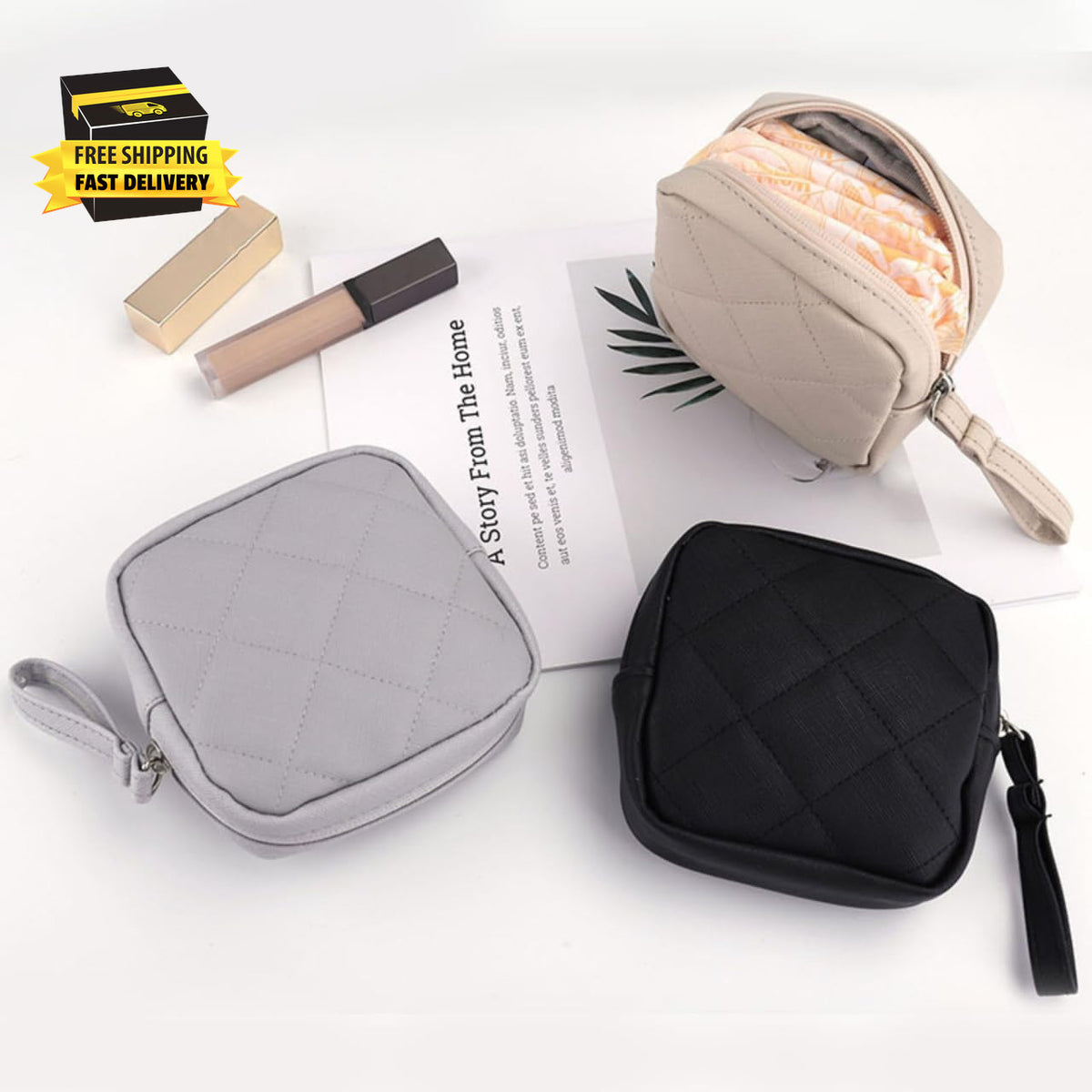 Mini Waterproof Makeup Bag for Women, Portable Cosmetic Pouch, Travel Storage