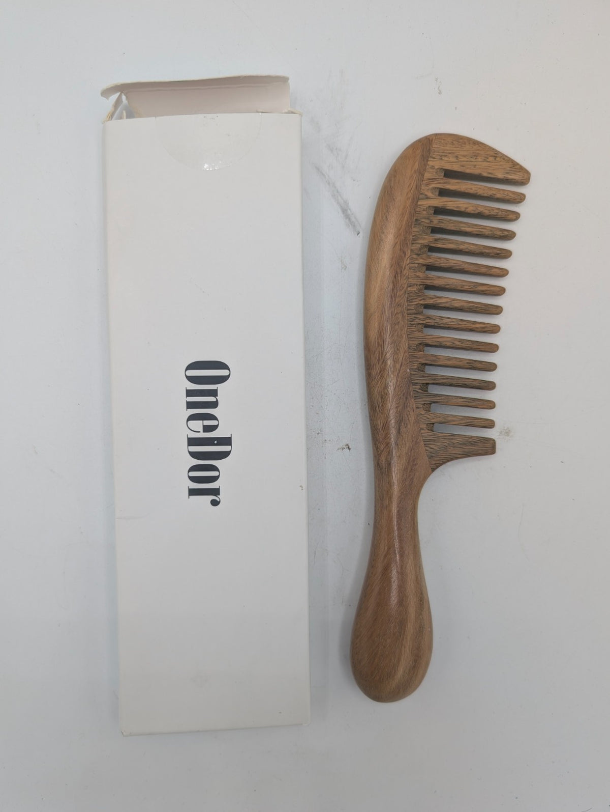 Natural Green Sandalwood Hair Comb - Handmade Wooden Detangler, Anti-Static, 8-Inch