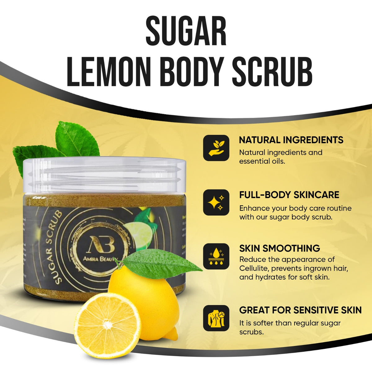 Exfoliating Body Scrub Polish Sugar Cellulite Exfoliator, Stretch