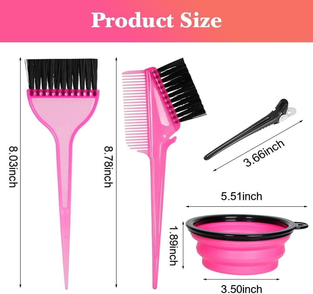 Hair Dye Brush and Bowl Set - Pink & Black