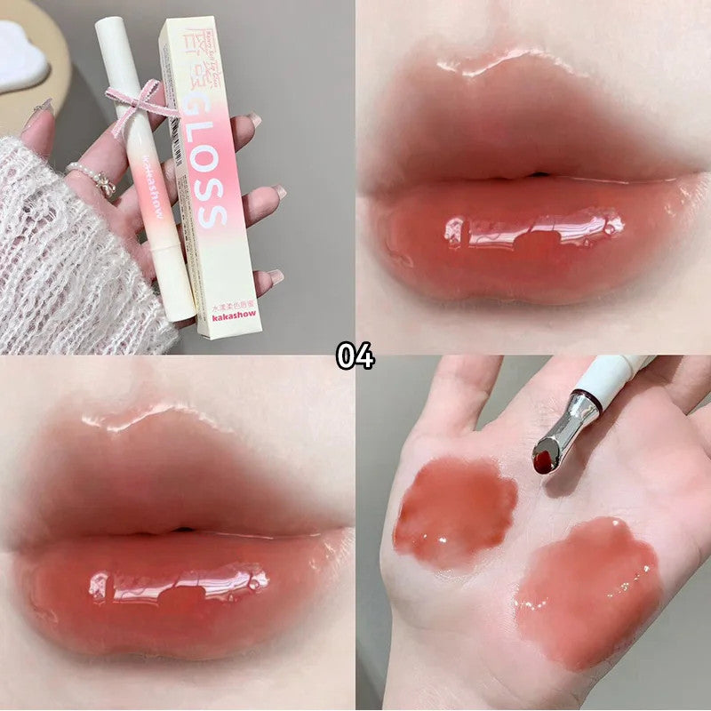 Watery Lip Gloss with Jelly Texture - Moisturizing Nude Lip Tint